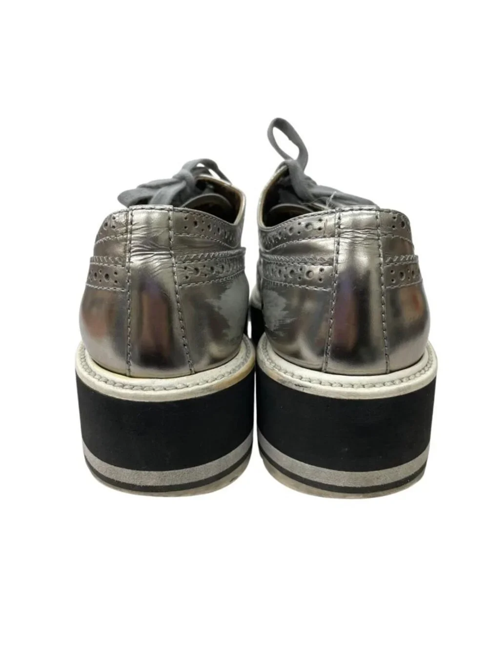 Prada Wingtip Sneakers Silver Metallic Shoes